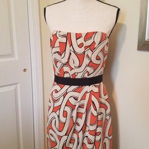 The Limited strapless pleated orange drape front